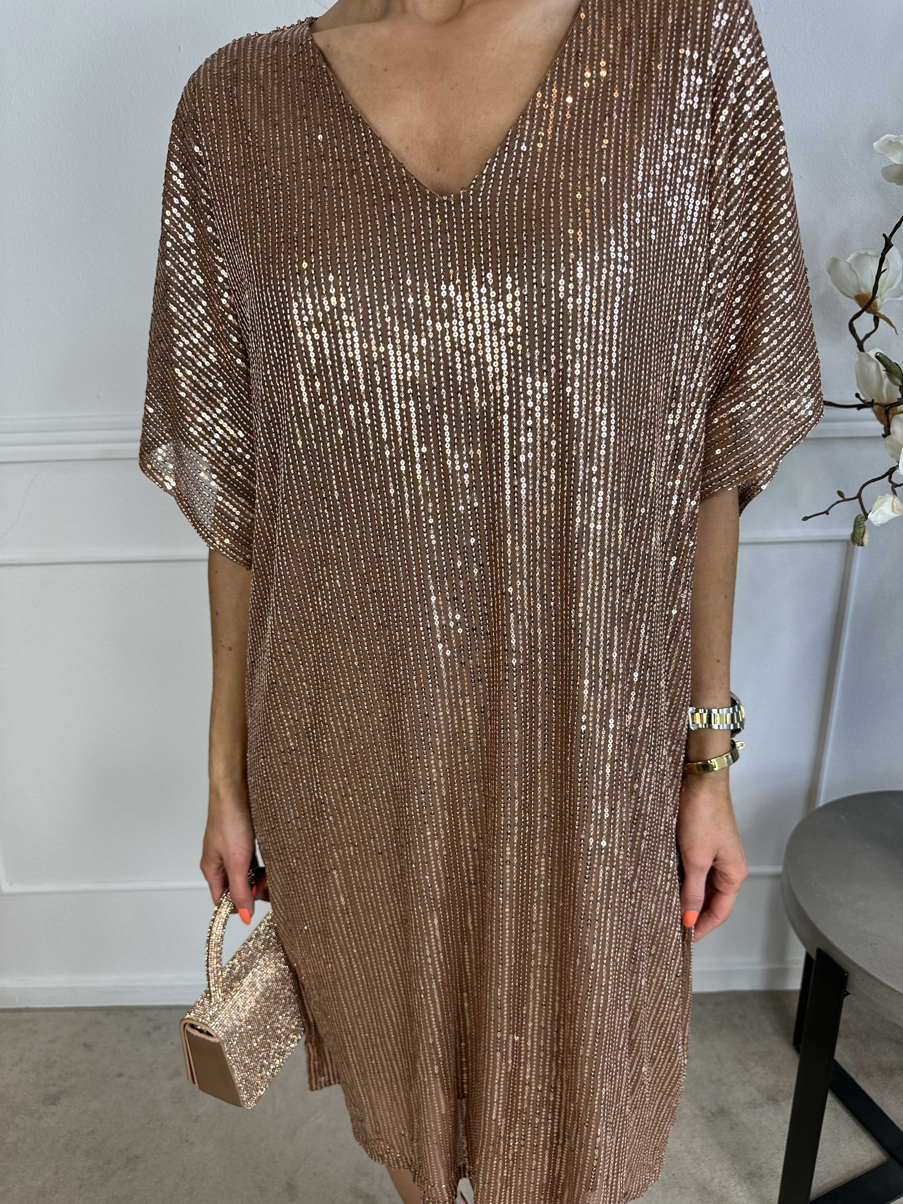 Azmina - Tunikakjole i løs pasform med pailletter